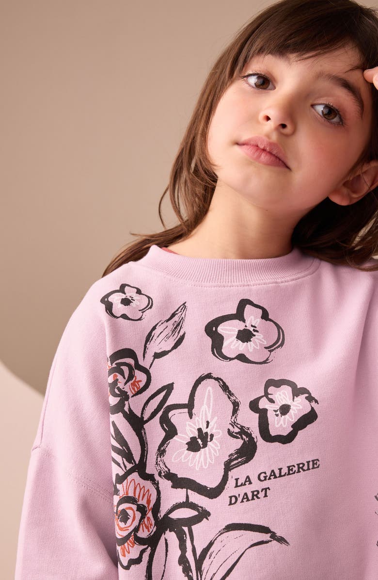 NEXT Kids' Floral Cotton Graphic Sweatshirt, Alternate, color, Pink