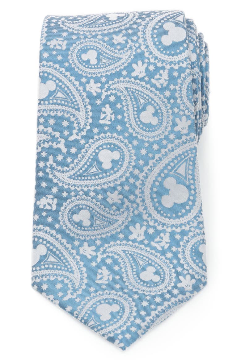 Mickey Mouse Paisley Silk Tie, Main, color, BLUE