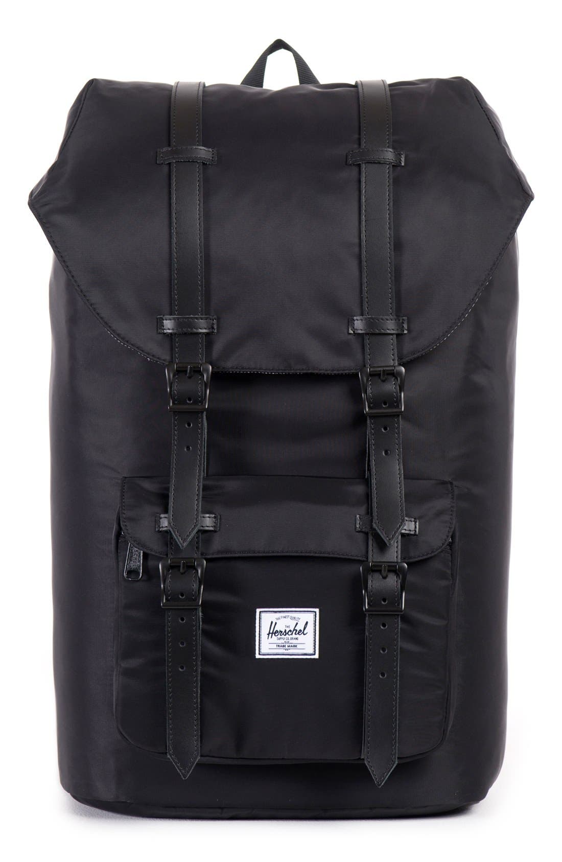 'Little America' Backpack, Main, color, NYLON BLACK