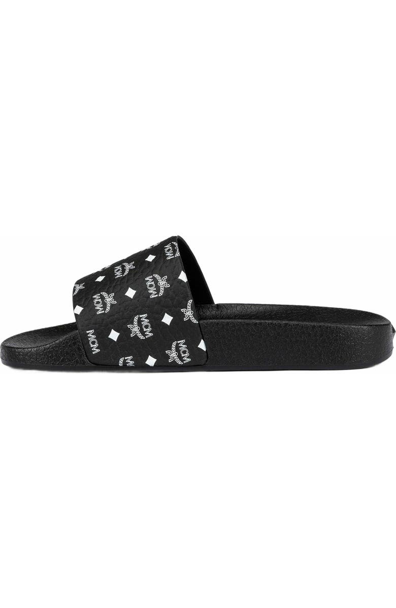 MCM Women's Monogram Print Rubber Slides, Alternate, color, Black