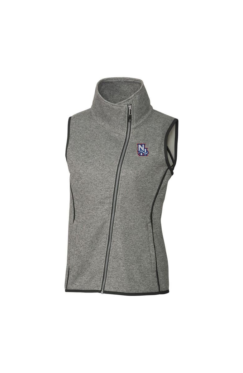 Cutter & Buck Women's Cutter & Buck  Heather Gray New Hampshire Fisher Cats Mainsail Sweater Knit Asymmetrical Full-Zip Vest, Alternate, color, 