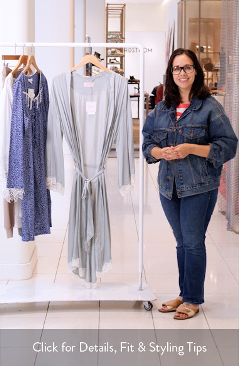 Annabelle Lace Trim Longline Satin Robe, sales video thumbnail