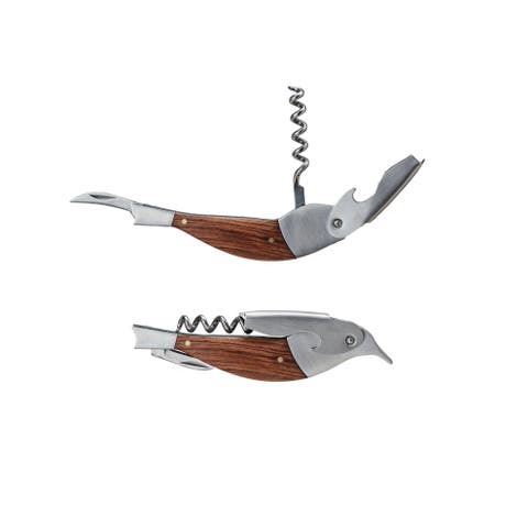 Merbau Wood Bird Bottle Opener, Natural