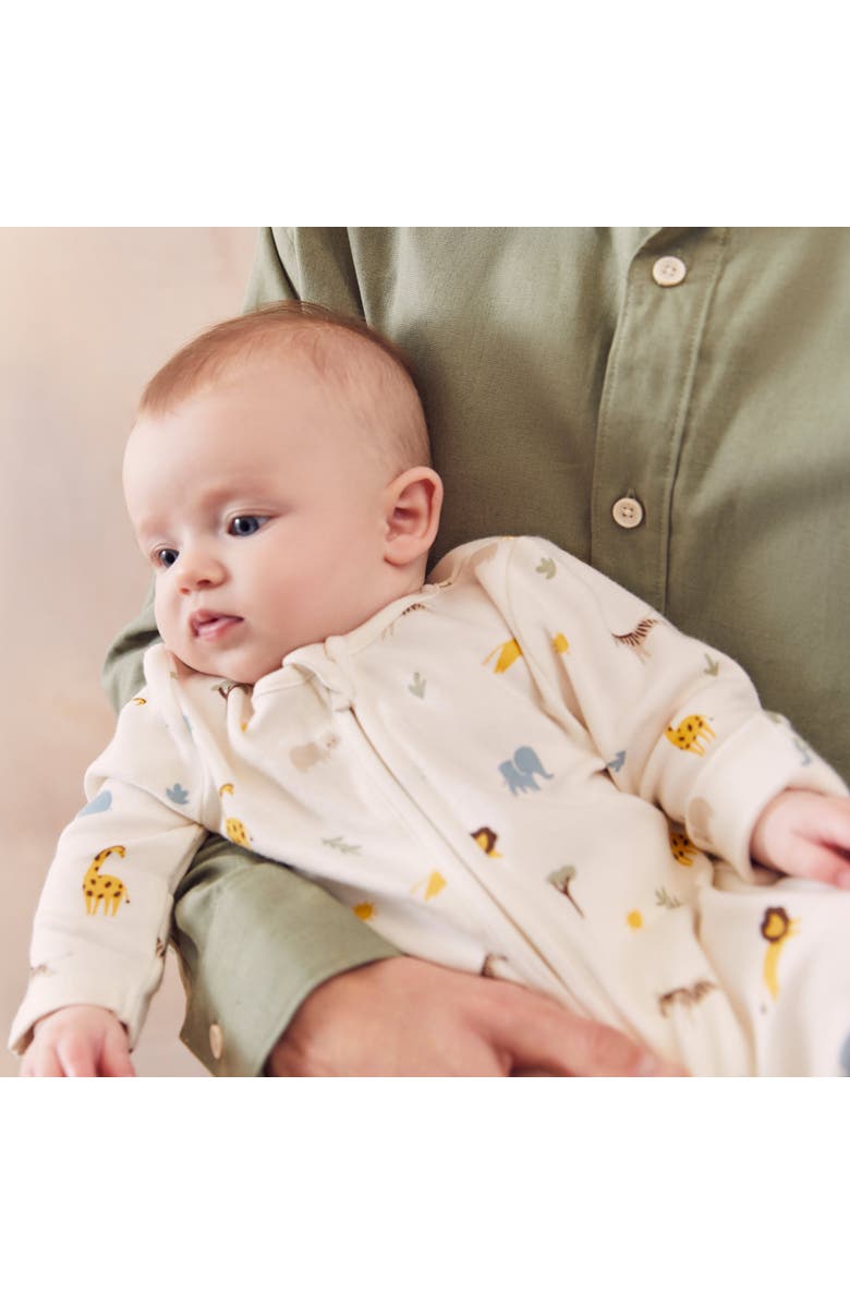 MORI Safari Print Two Way Zip-Up Sleepsuit, Main, color, Safari