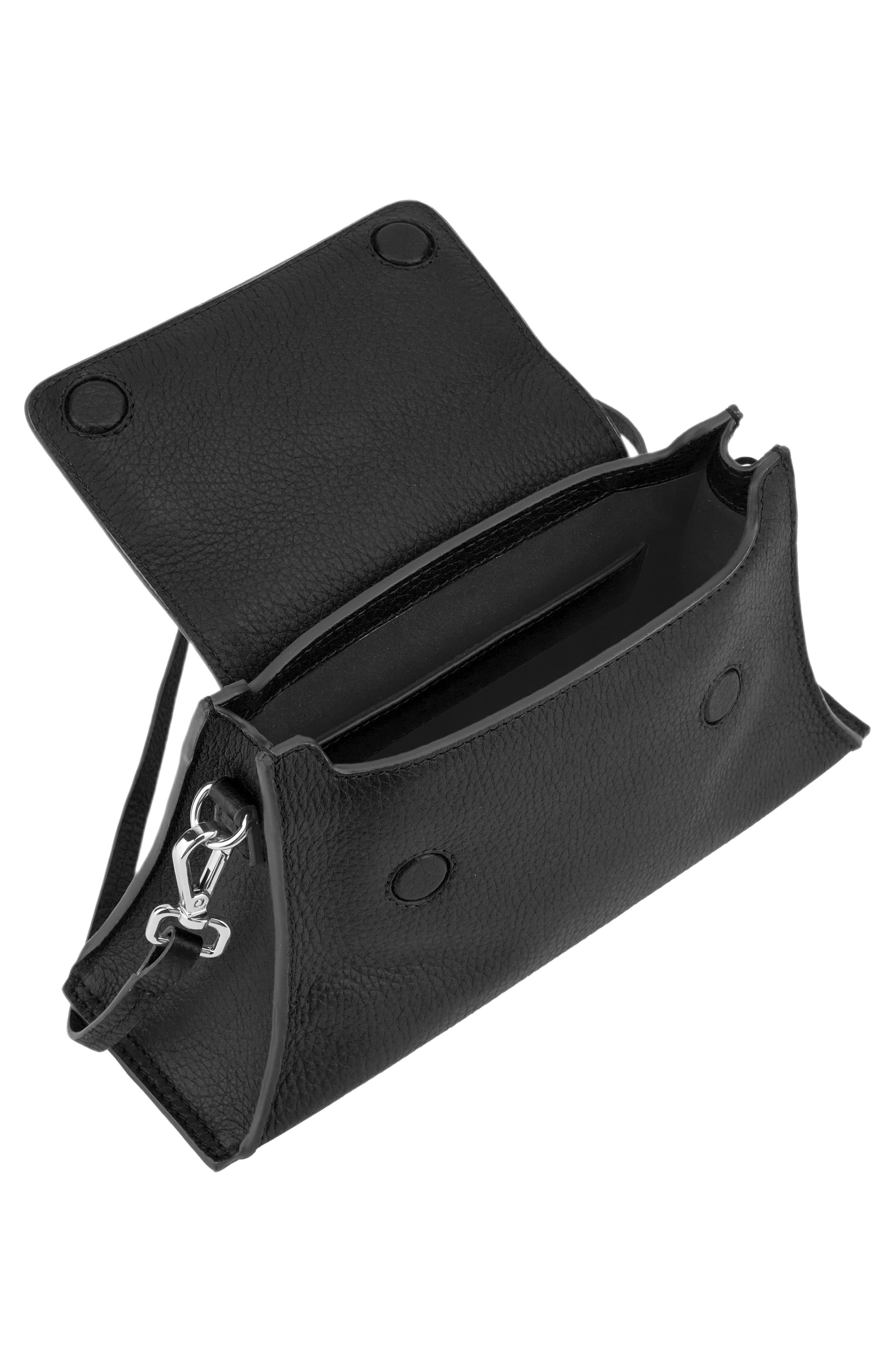 behno Mini Winnie Pebble Leather Crossbody Bag, Alternate, color, Black