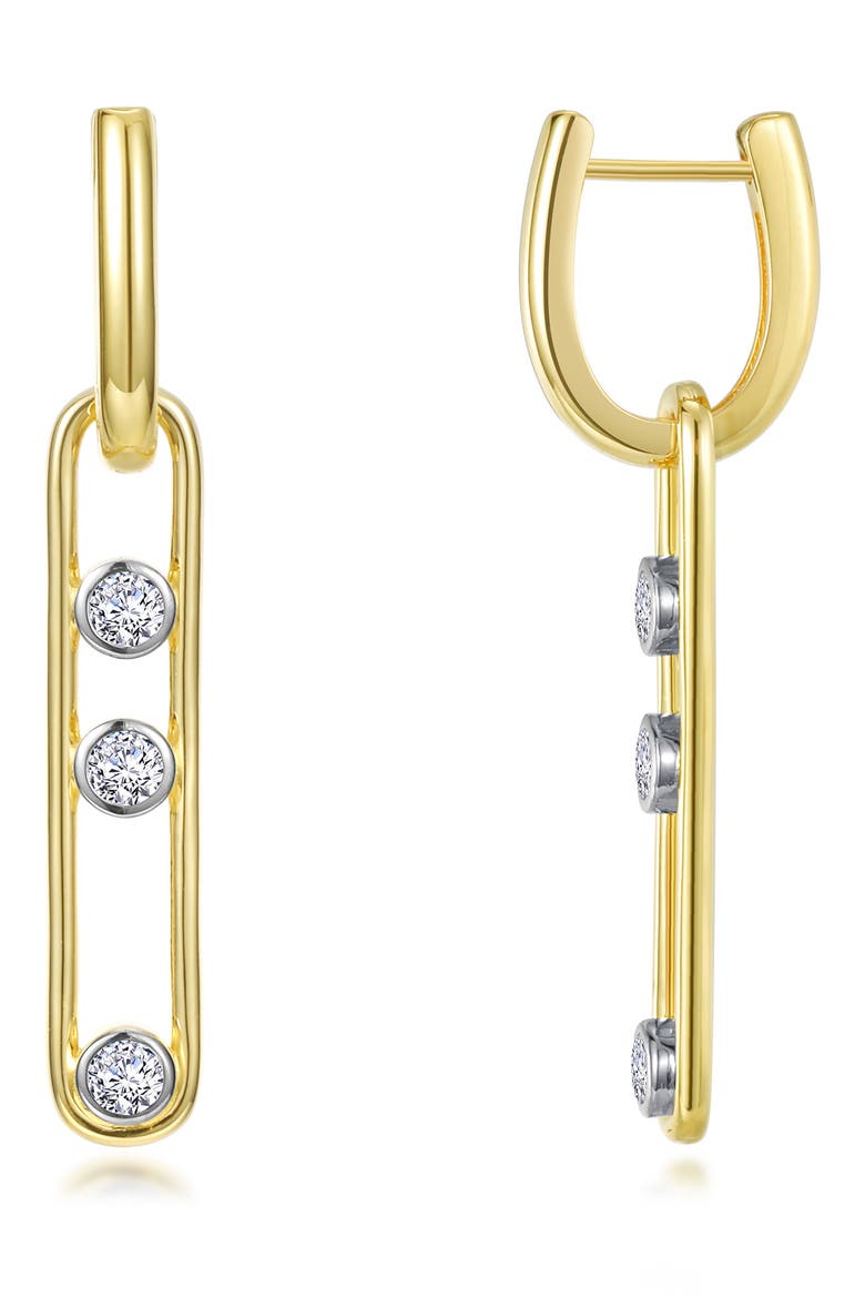 Simulated Diamond Paper Clip Drop Earrings, Main, color, GOLD/ WHITE