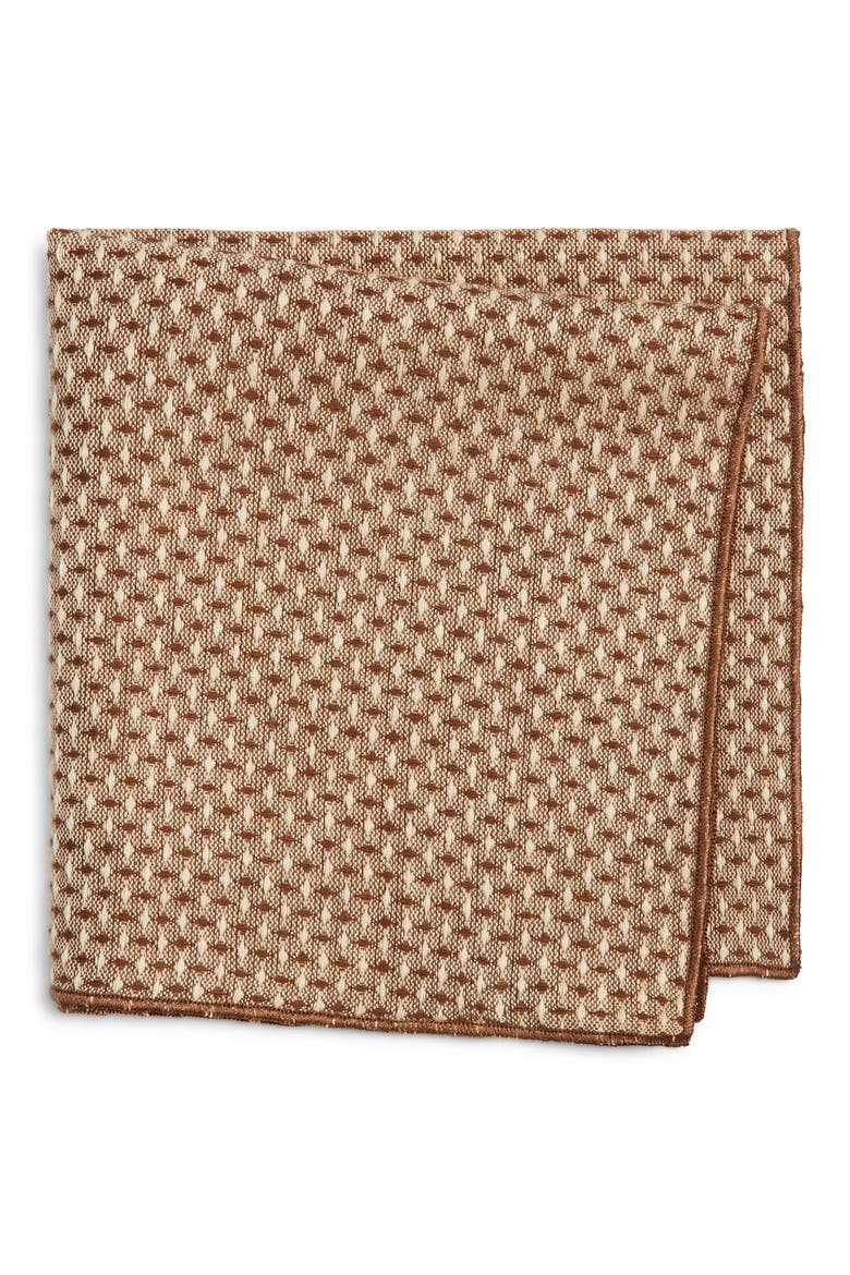 Brown Diamond Wool Pocket Square, Main, color, BROWN