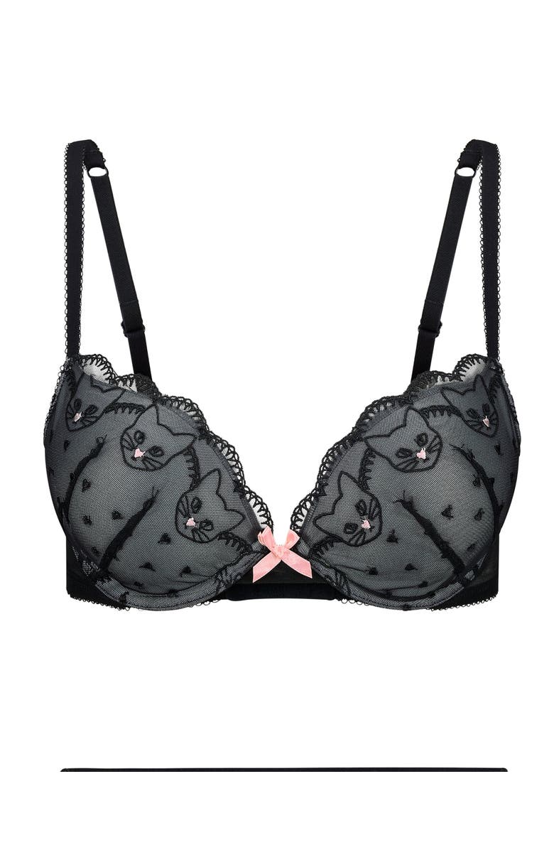 Adore Me Beanie Push Up Plunge Bra, Alternate, color, Black