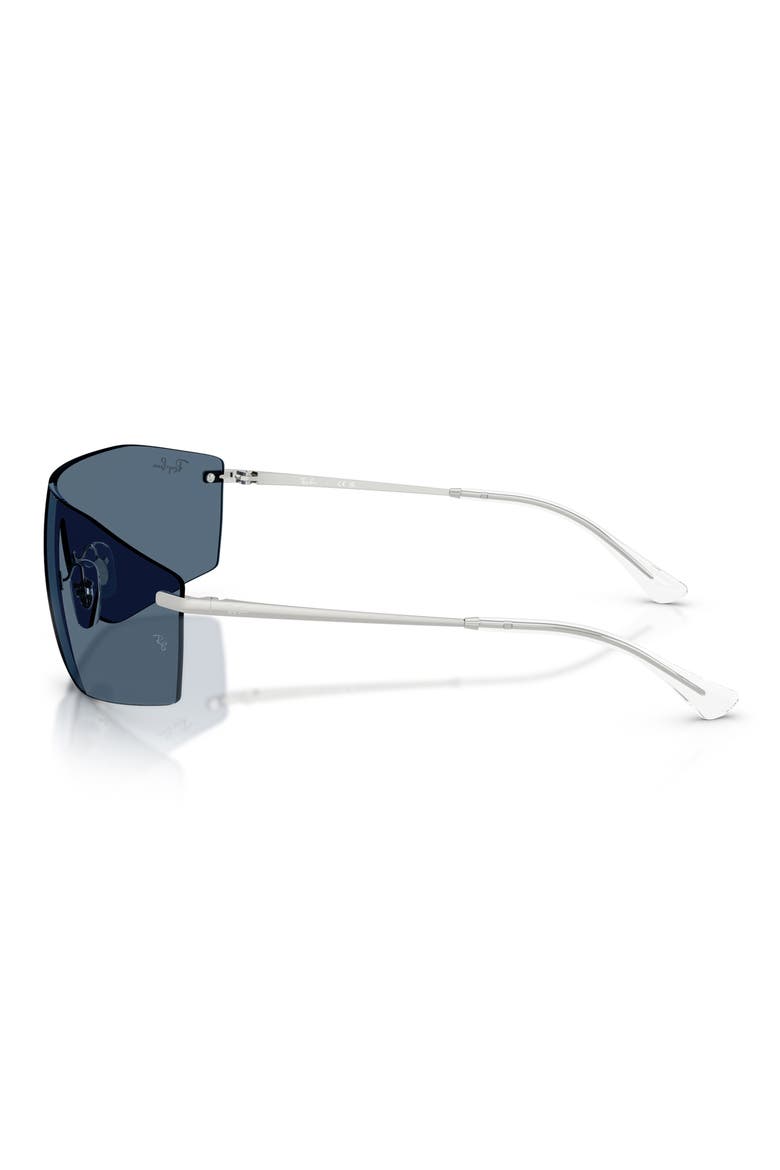 141mm Irregular Shield Sunglasses, Alternate, color, SILVER / DARK BLUE