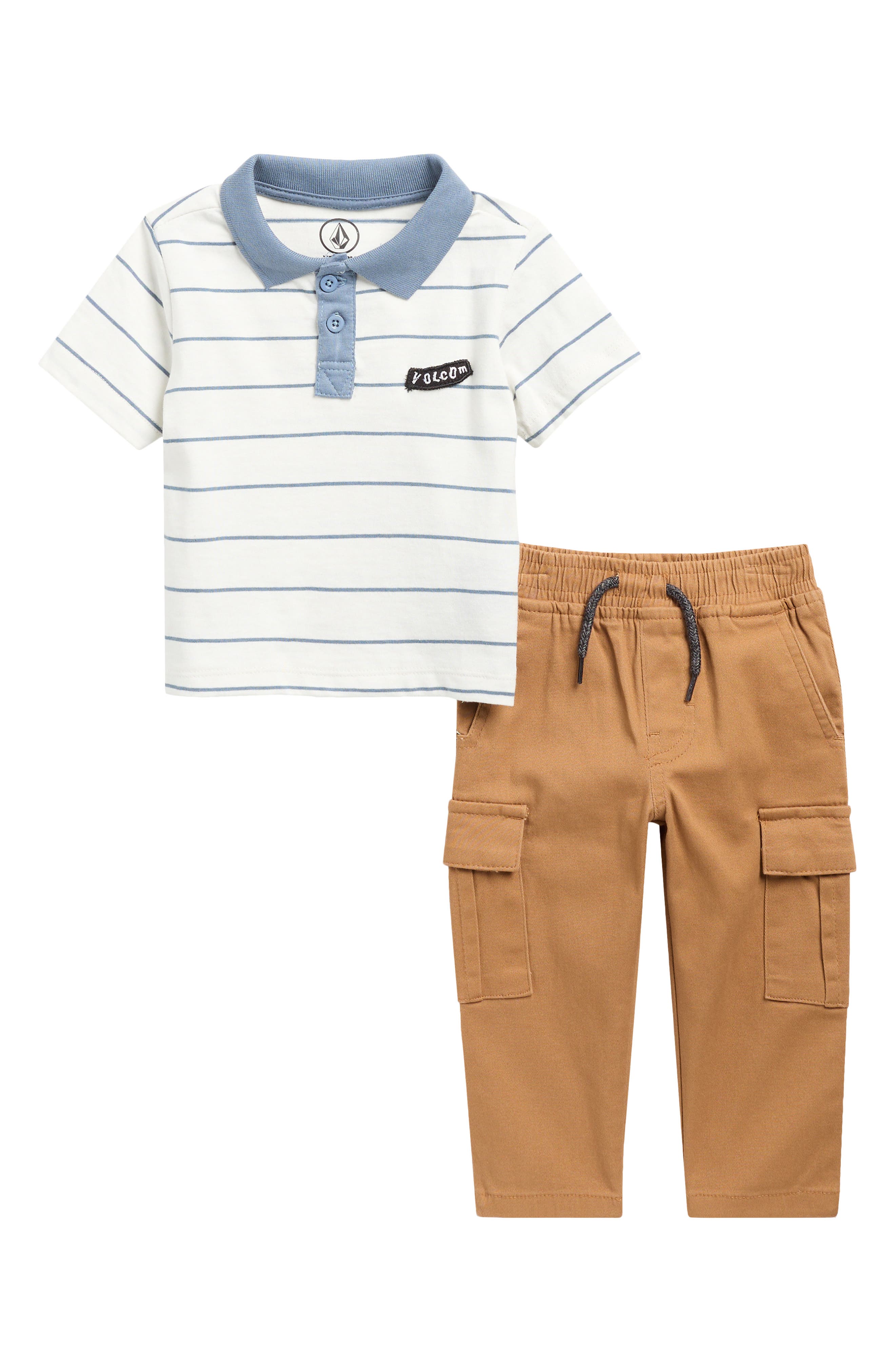 Volcom Stripe Polo & Twill Cargo Pants Set