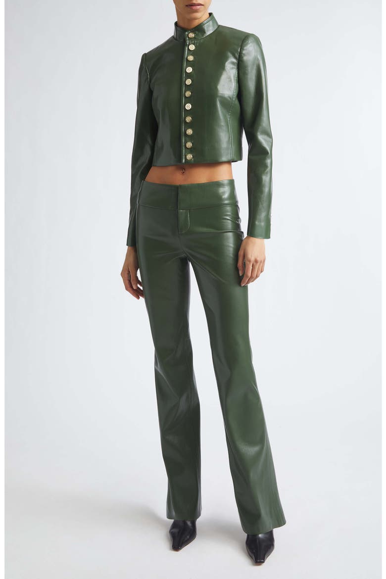 Emerson Faux Leather Crop Jacket, Alternate, color, DARK FERN