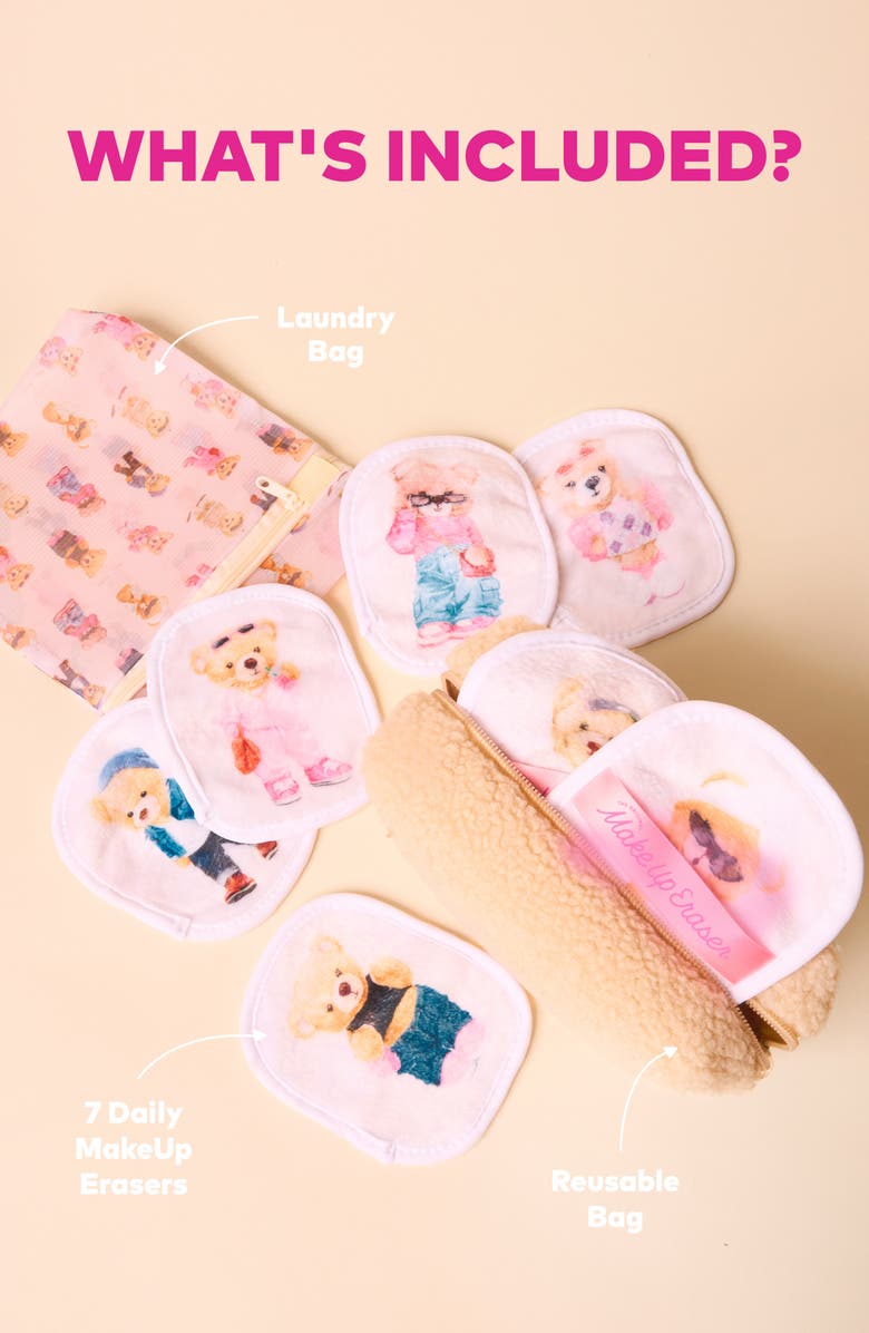 The Original MakeUp Eraser Teddy 7-Day MakeUp Eraser Set with Laundry Bag, Alternate, color,