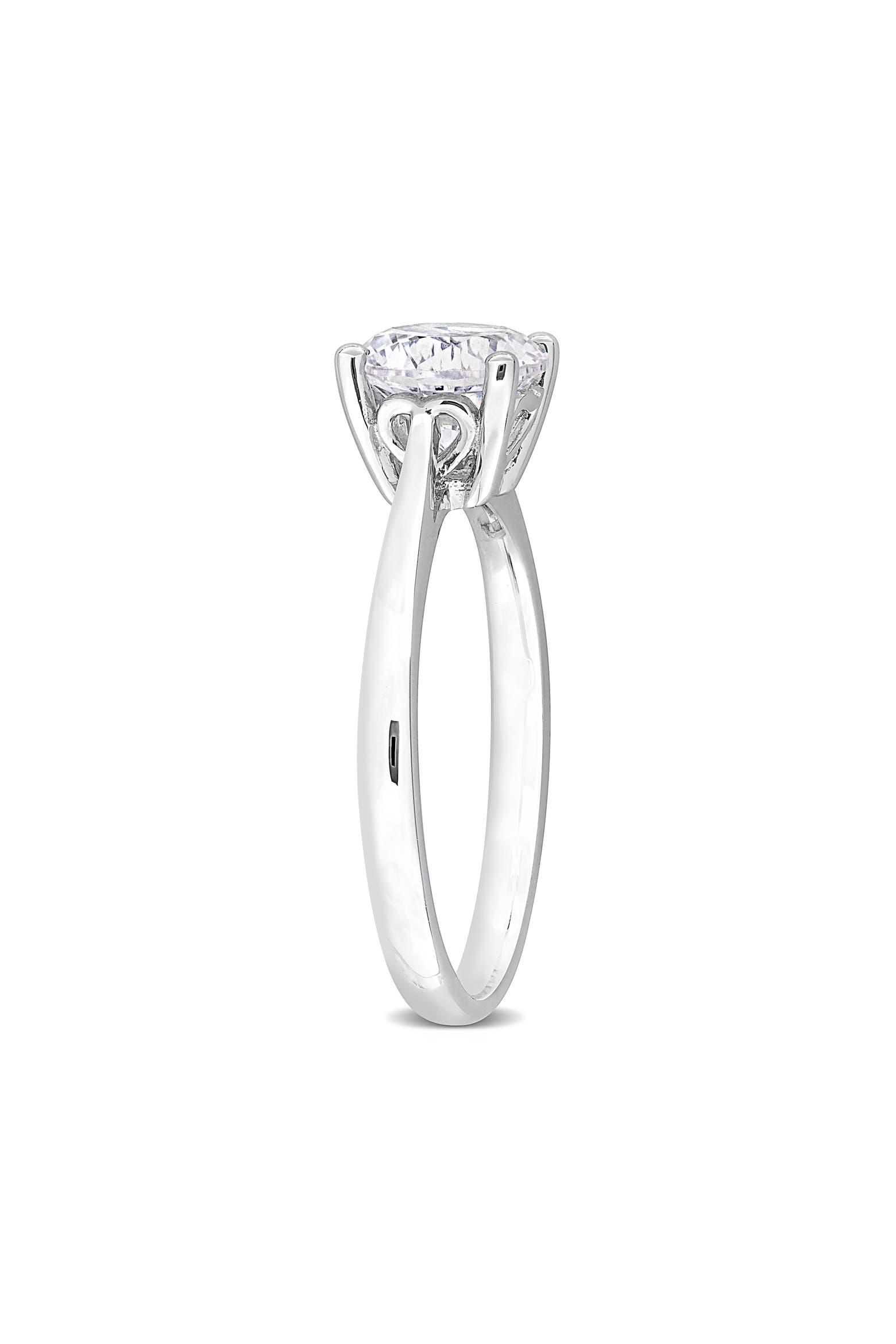 Sterling Silver Round Lab Created White Sapphire Solitaire Ring (Women ...