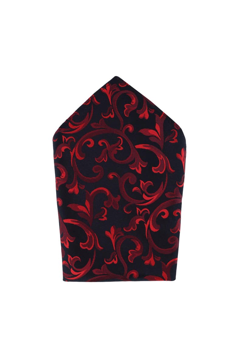 Christian the Romantic Brocade Silk Pocket Square, Main, color, Red