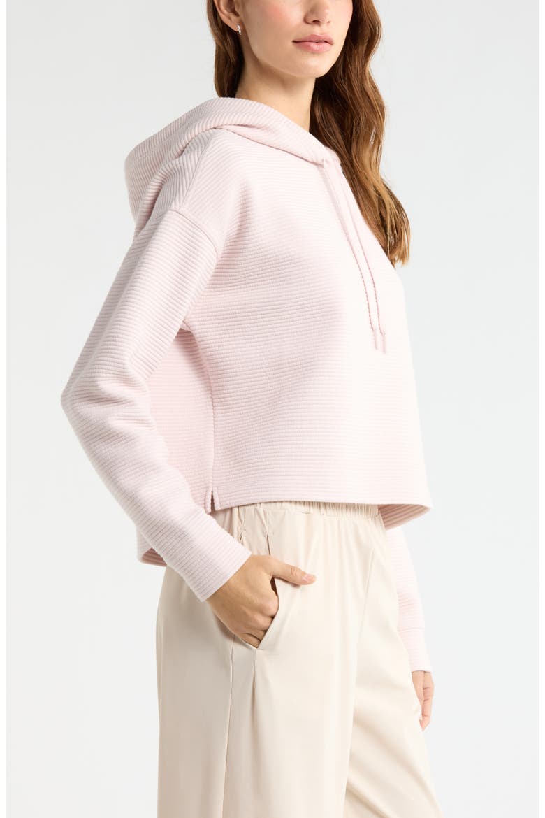 Ottoman Cotton Blend Ribbed Hoodie, Alternate, color, PINK HUSH