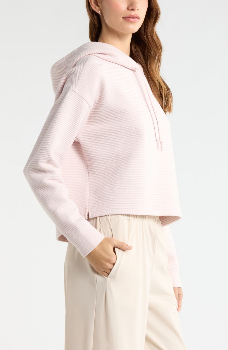 Zella Ottoman Cotton Blend Ribbed Hoodie, Alternate, color, Pink Hush