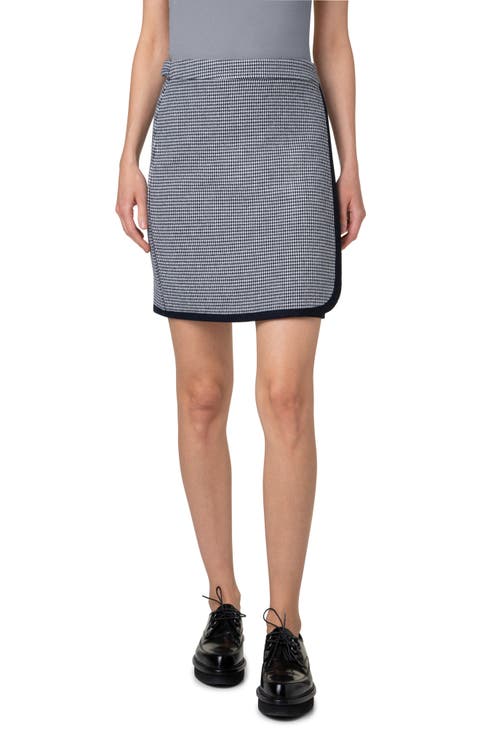 Houndstooth Double Face Wrap Skirt