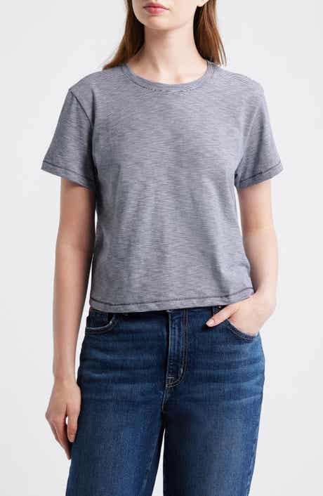 Stripe Boxy Crop Slub T-Shirt