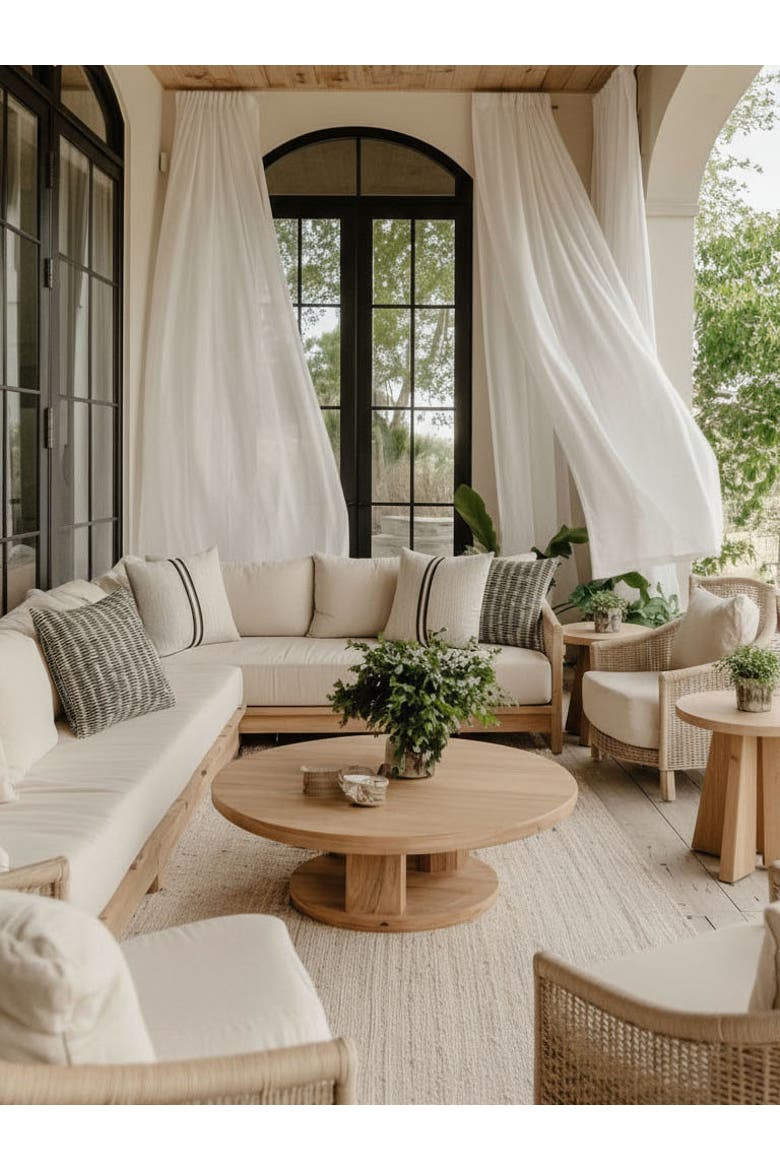 Entity Linen with Chenille Band Applique Indoor & Outdoor Woven Accent Pillow, Alternate, color, Linen