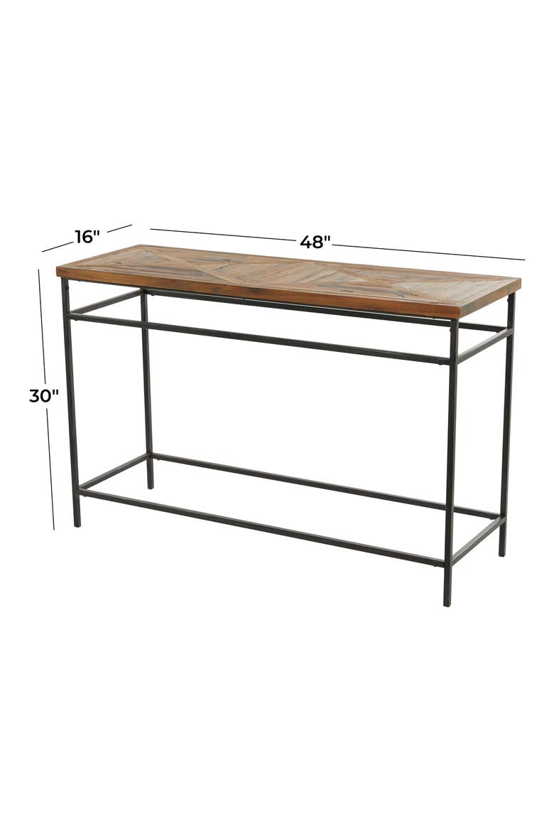 Black Metal Rustic Console Table with Brown Wood Top, Alternate, color, BROWN