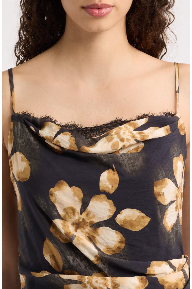 Floral Print Slipdress, Alternate, color, BLACK