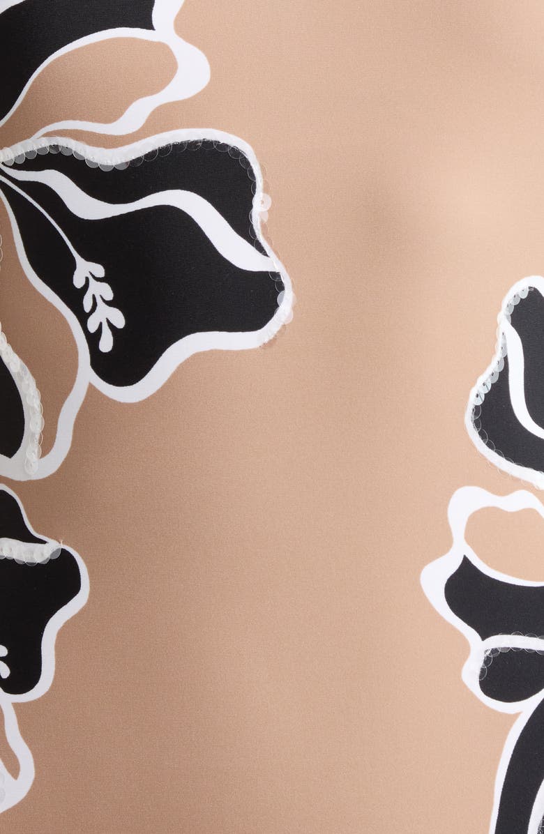 Sanctuary Sequin High Cut One-Piece Swimsuit, Alternate, color, Toasted Coconut