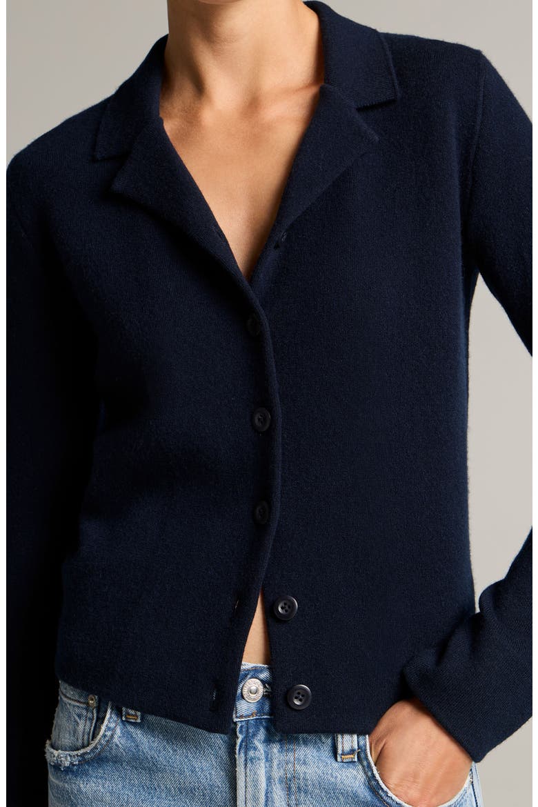 Double Face Notch Collar Cardigan, Alternate, color, COASTAL