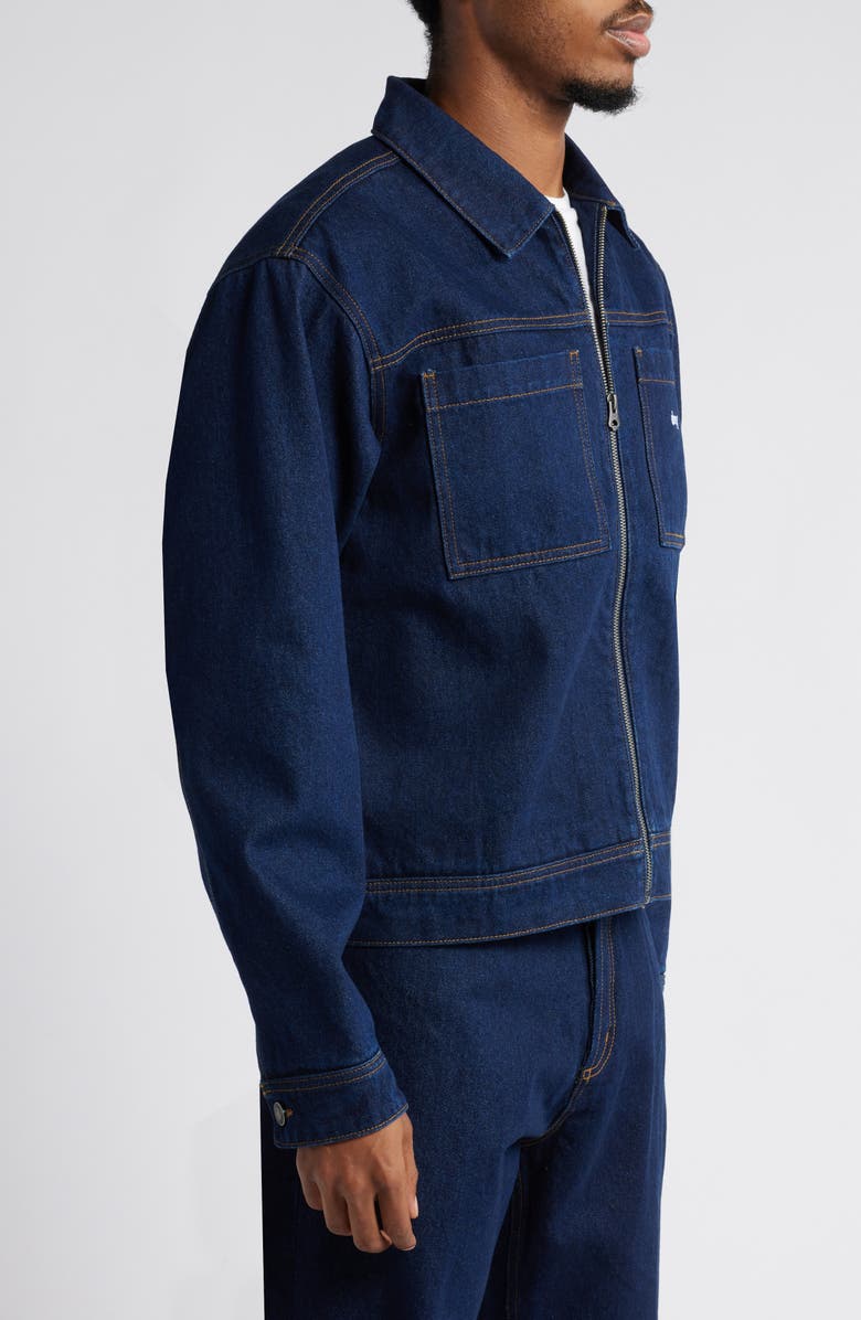 Obey Hardwork Zip Up Denim Jacket, Alternate, color,