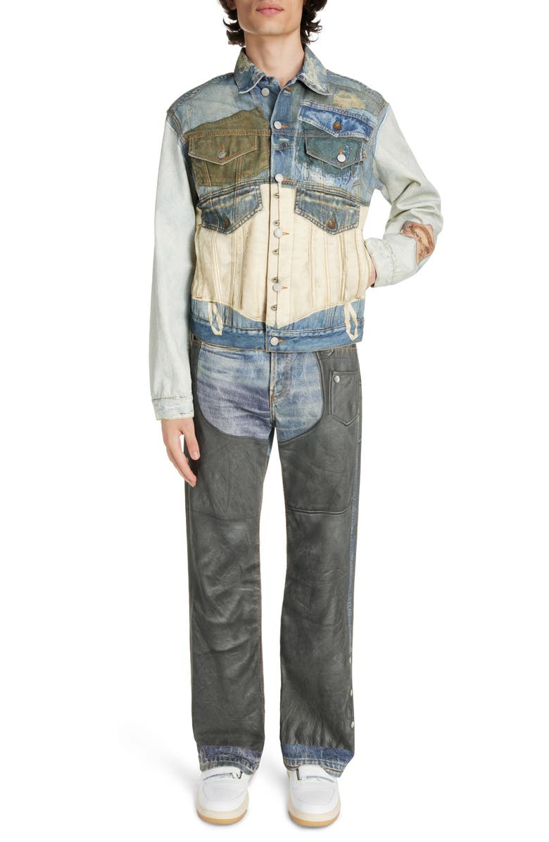 Acne Studios Trompe l'Oeil Faux Leather Chaps Jeans, Alternate, color, 