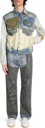 Trompe l'Oeil Faux Leather Chaps Jeans