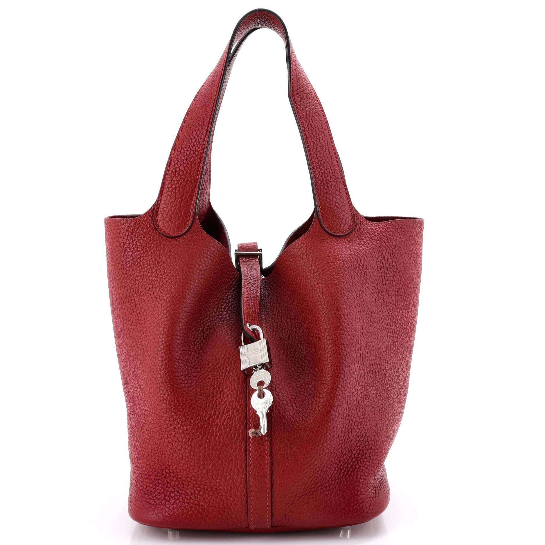 Pre-Owned Hermes Picotin Lock Bag Clemence MM, Main, color, Rouge Grenat