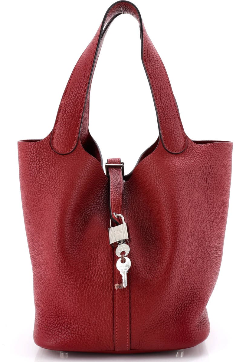 Pre-Owned Hermes Picotin Lock Bag Clemence MM, Main, color, Rouge Grenat