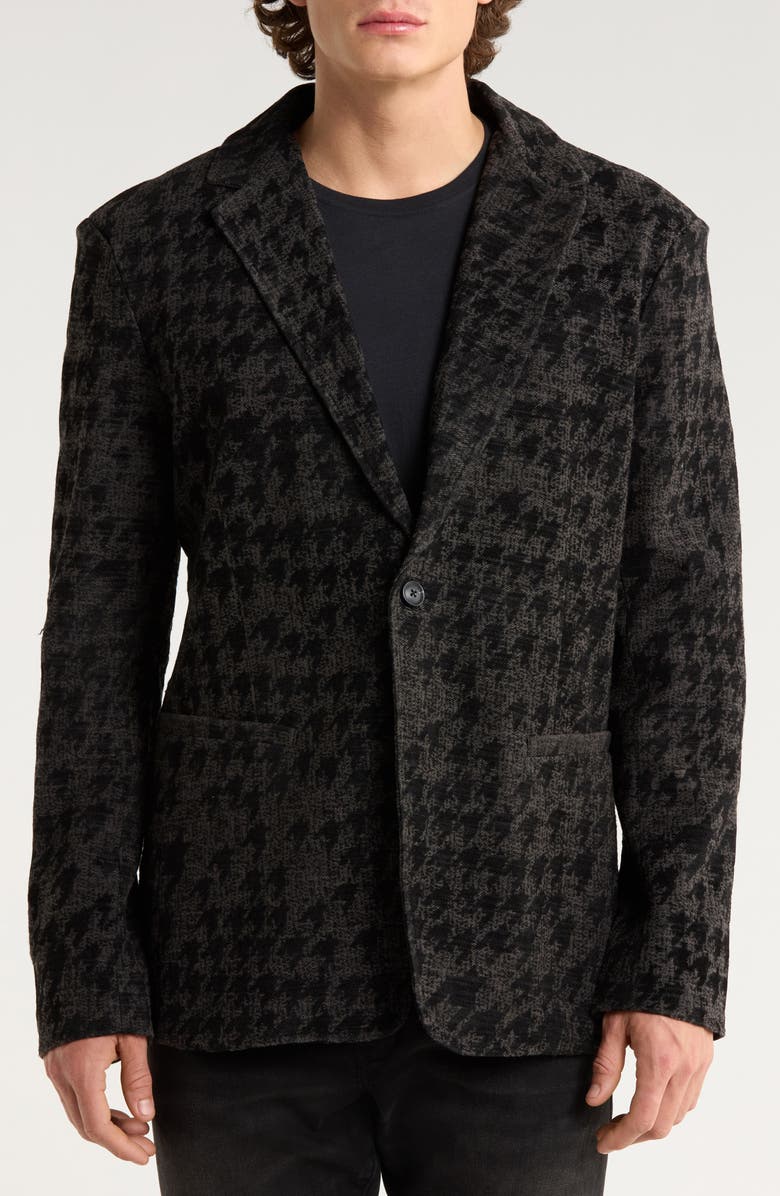 John Varvatos Kai Houndstooth Knit Sport Coat, Alternate, color, Charcoal Heather