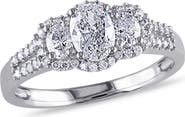 Julianna B. Diamond Oval 3-Stone Halo Engagement Ring 14k