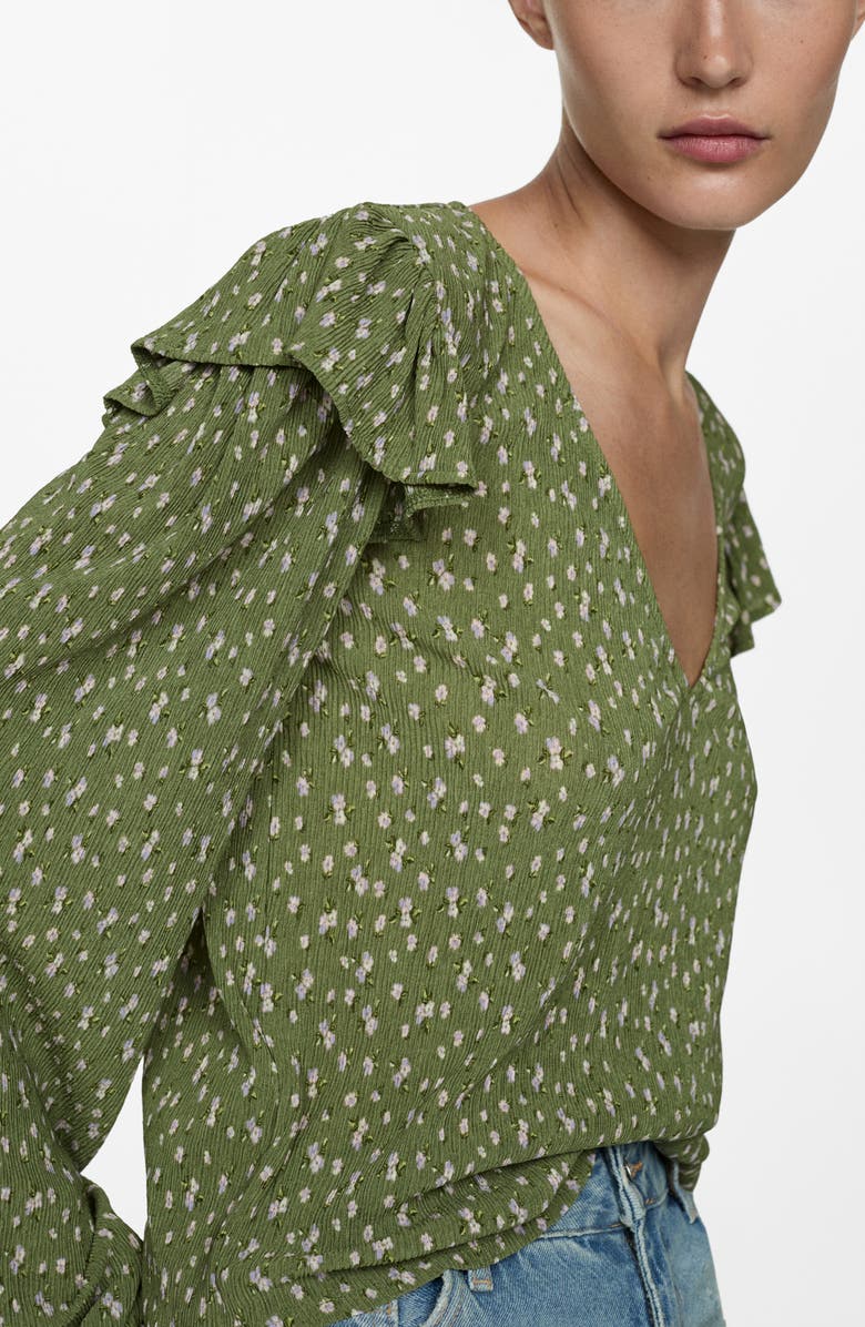 MANGO Ruffle Top, Alternate, color, Green