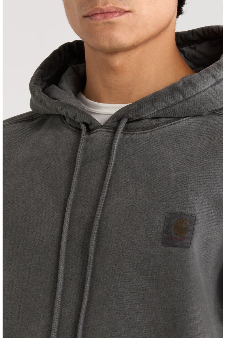 Vista Logo Patch Hoodie, Alternate, color, BLACK GARMENT DYED