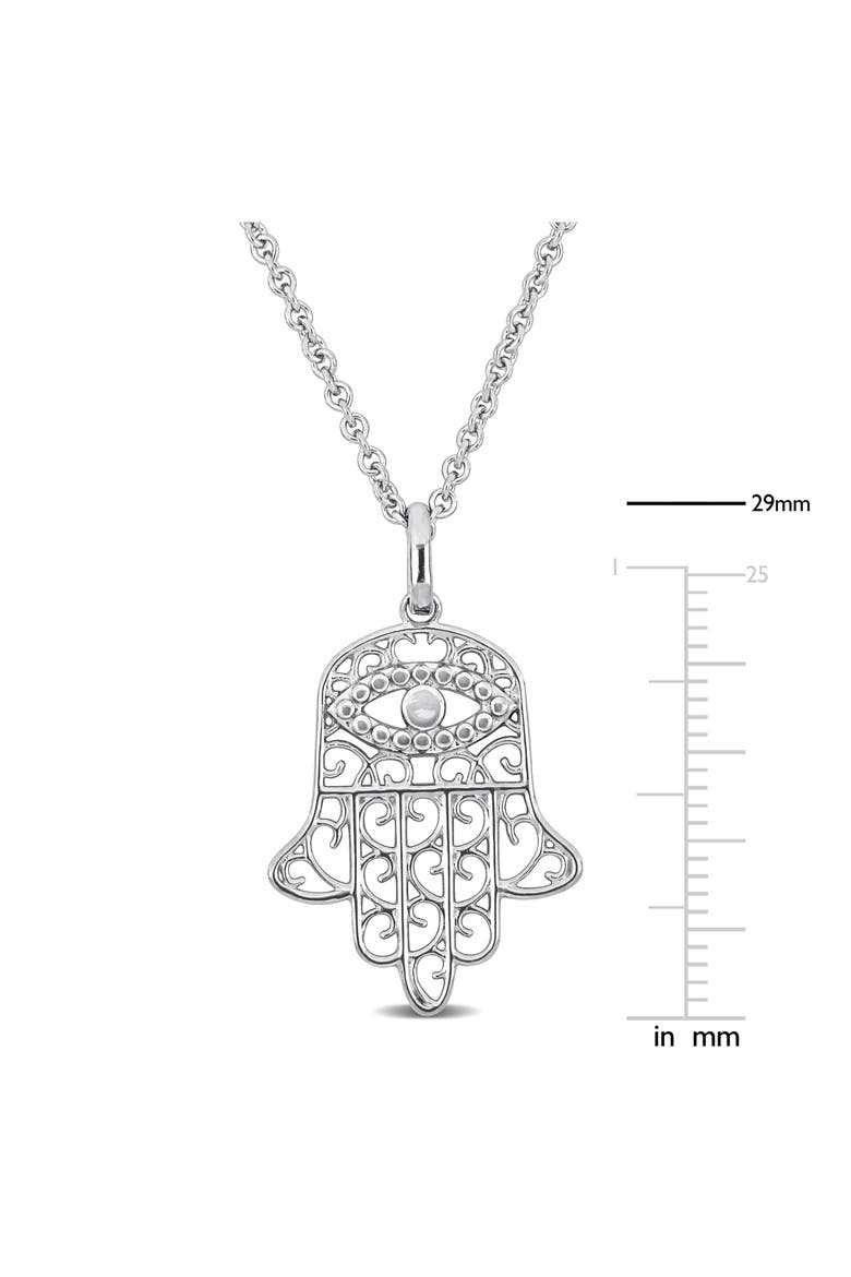 Hamsa Charm Pendant Necklace, Alternate, color, SILVER