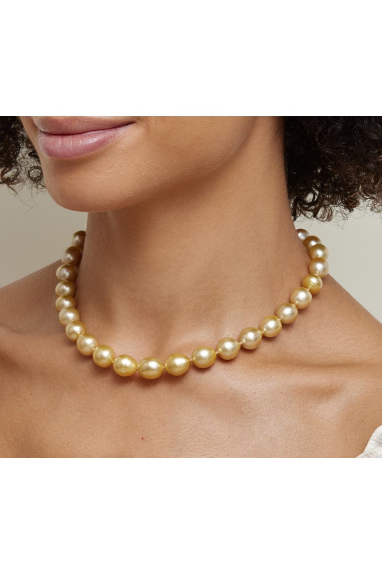 10-12mm Baroque Shaped Golden South Sea Pearl Necklace - AAA Quality, Alternate, color, Golden Pearl