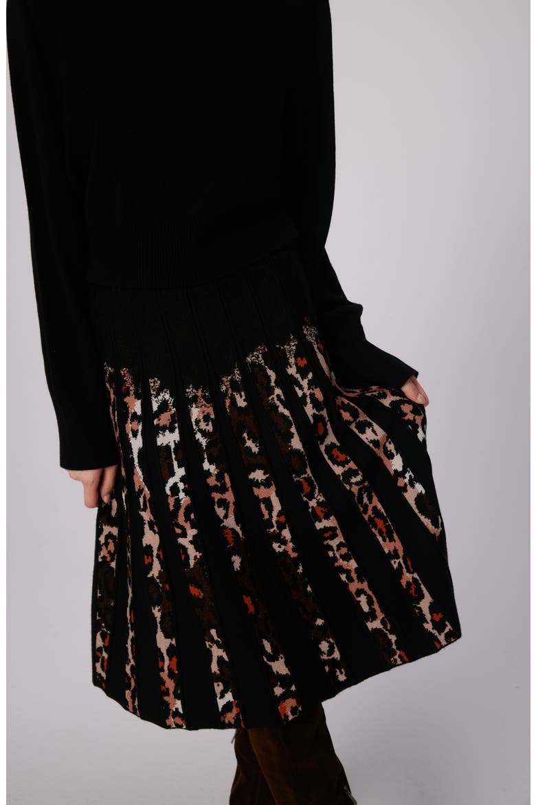 Hutch Animal Print Pleated Sweater Skirt, Alternate, color, JUNGLE CAT SM/BLACK