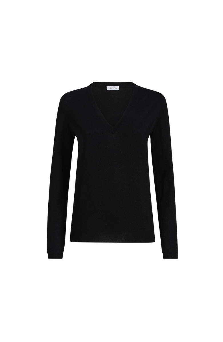 Brunello Cucinelli Cashmere and silk sweater, Alternate, color, Black