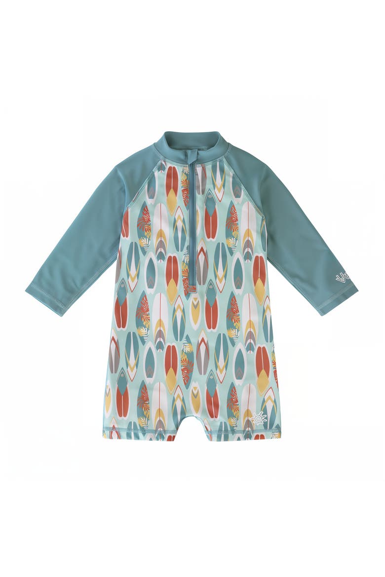 Long Sleeve Swim Romper, Main, color, Surfs Up