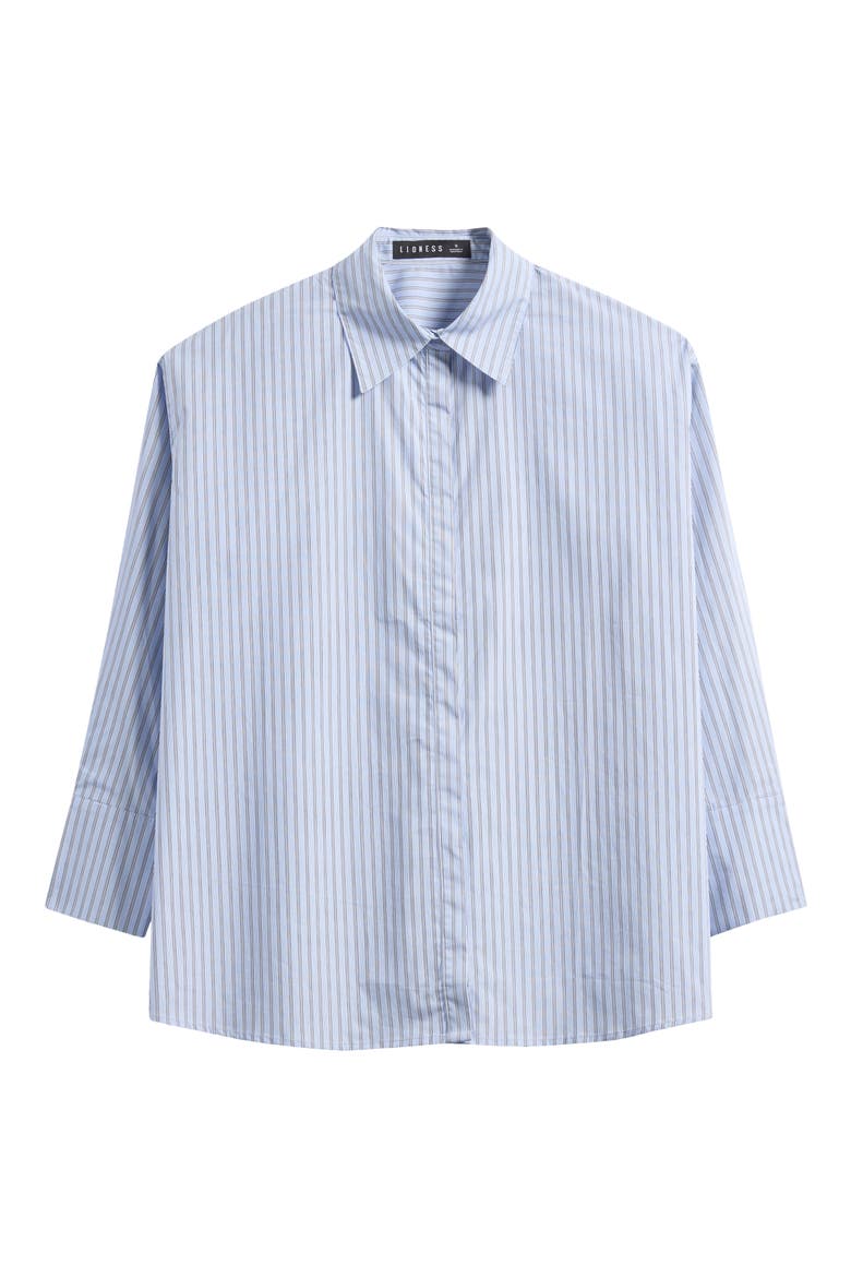 Oversize Stripe Cotton Button-Up Shirt, Alternate, color, BLUE STRIPE