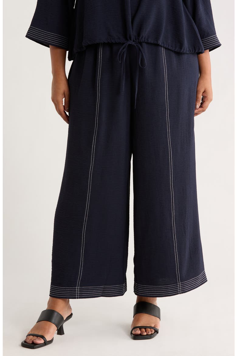 Topstitched Woven Pants, Main, color, BLUE MOON/ IVORY