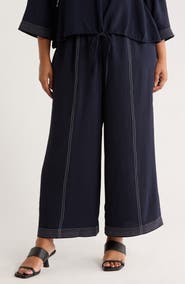 Adrianna Papell Topstitched Woven Pants