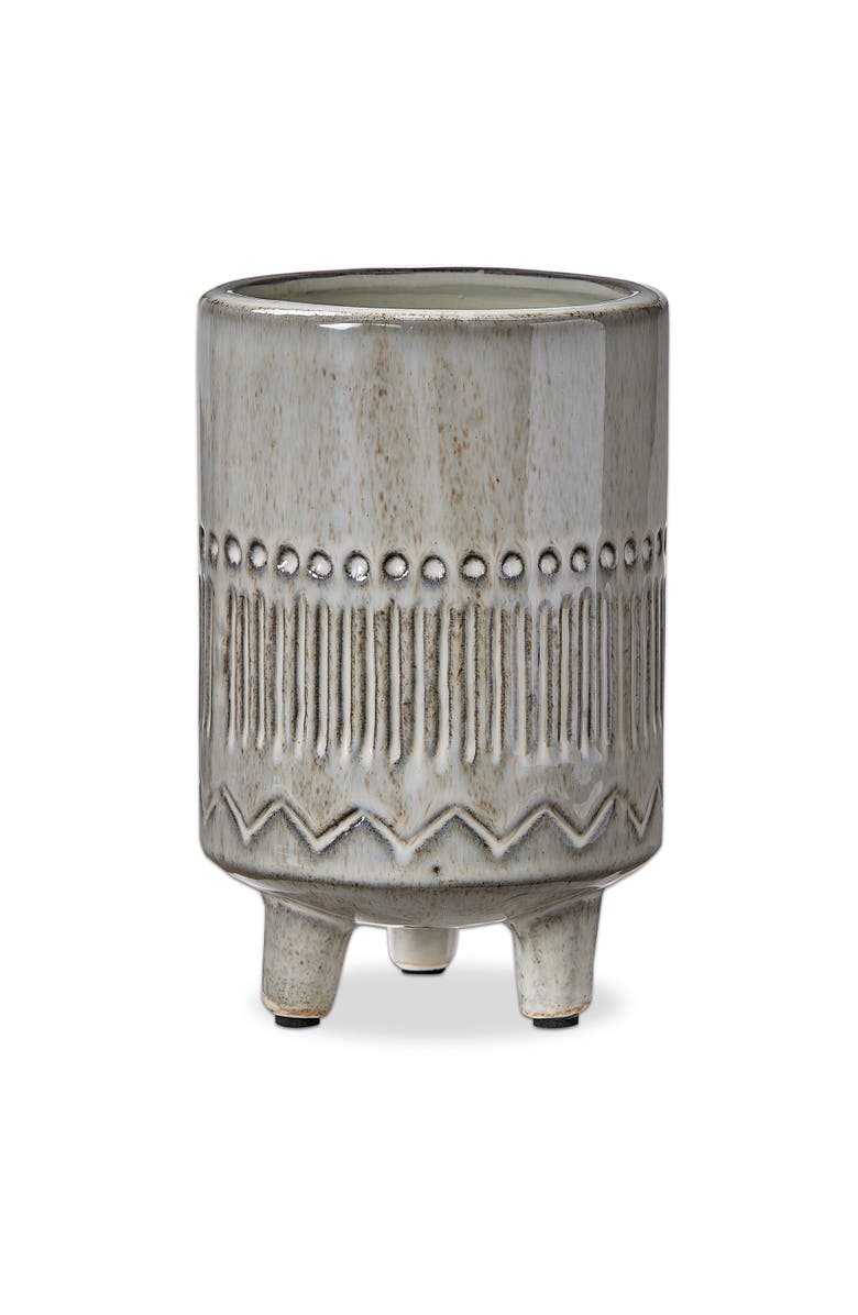 tag Olema Carved Grey Glazed Terracotta Planter Decorative Use, Main, color, White