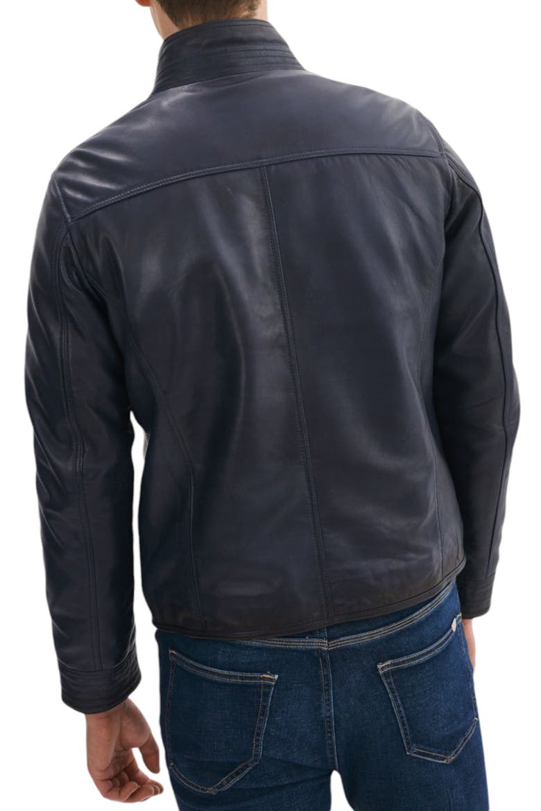 Lambskin Leather Jacket, Alternate, color, NAVY