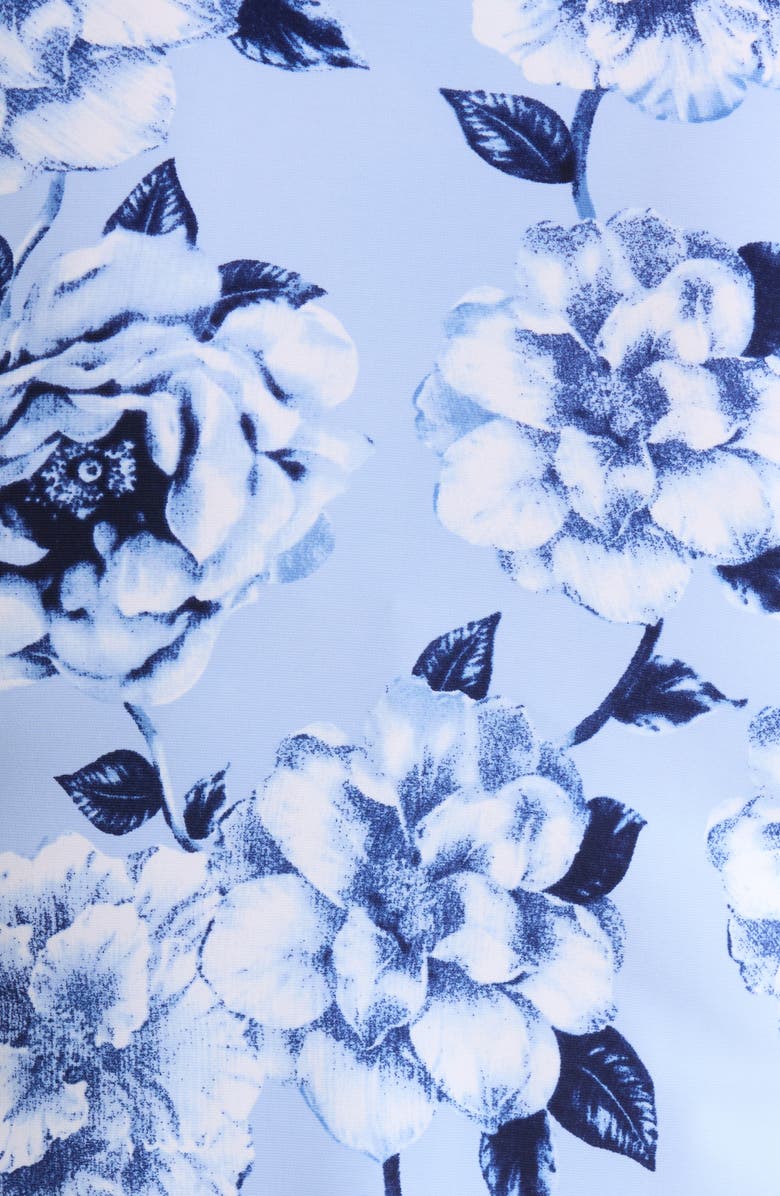 Anne Klein Floral Triple Pleat V-neck Top, Alternate, color, Lakeshore Multi