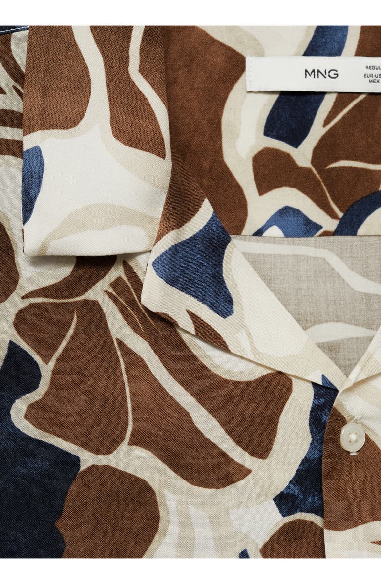 MANGO Print Short Sleeve Button-Up Shirt, Alternate, color,