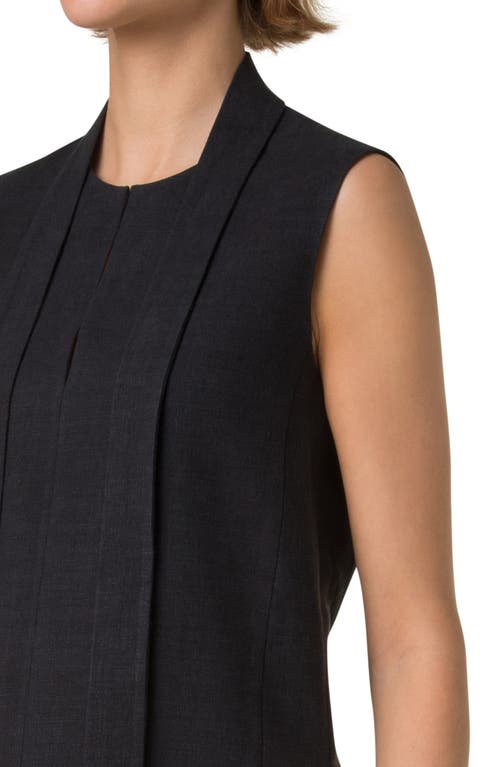 Shop Akris Sleeveless Linen & Wool Blouse In Black