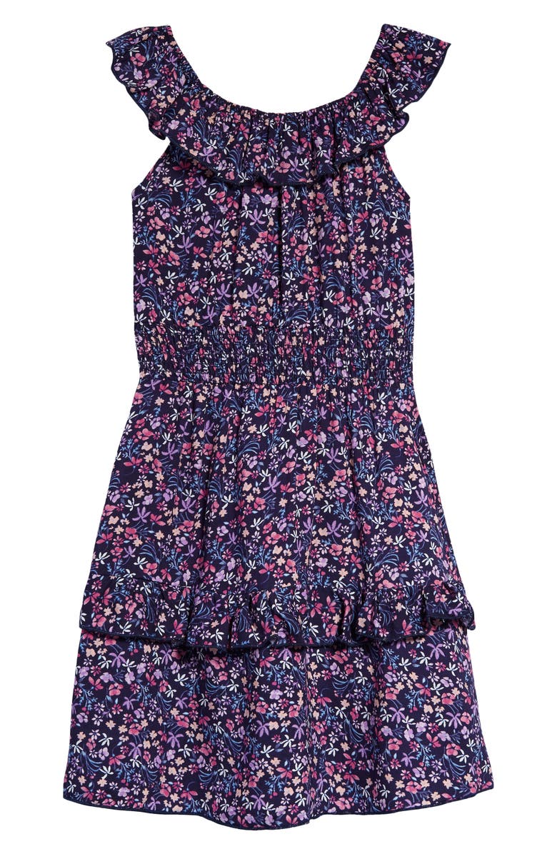 Ava & Yelly Kids' Floral Skater Dress, Alternate, color, Navy